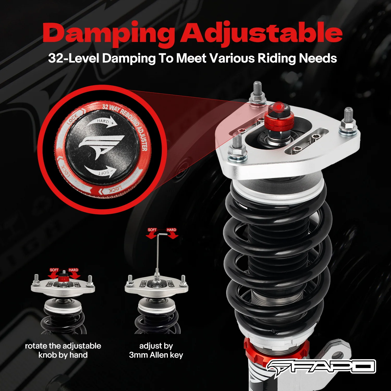 32-Level Damping Coilover for 2006-2011 Honda Civic Si EX LX Sedan PF002030 - Image 4