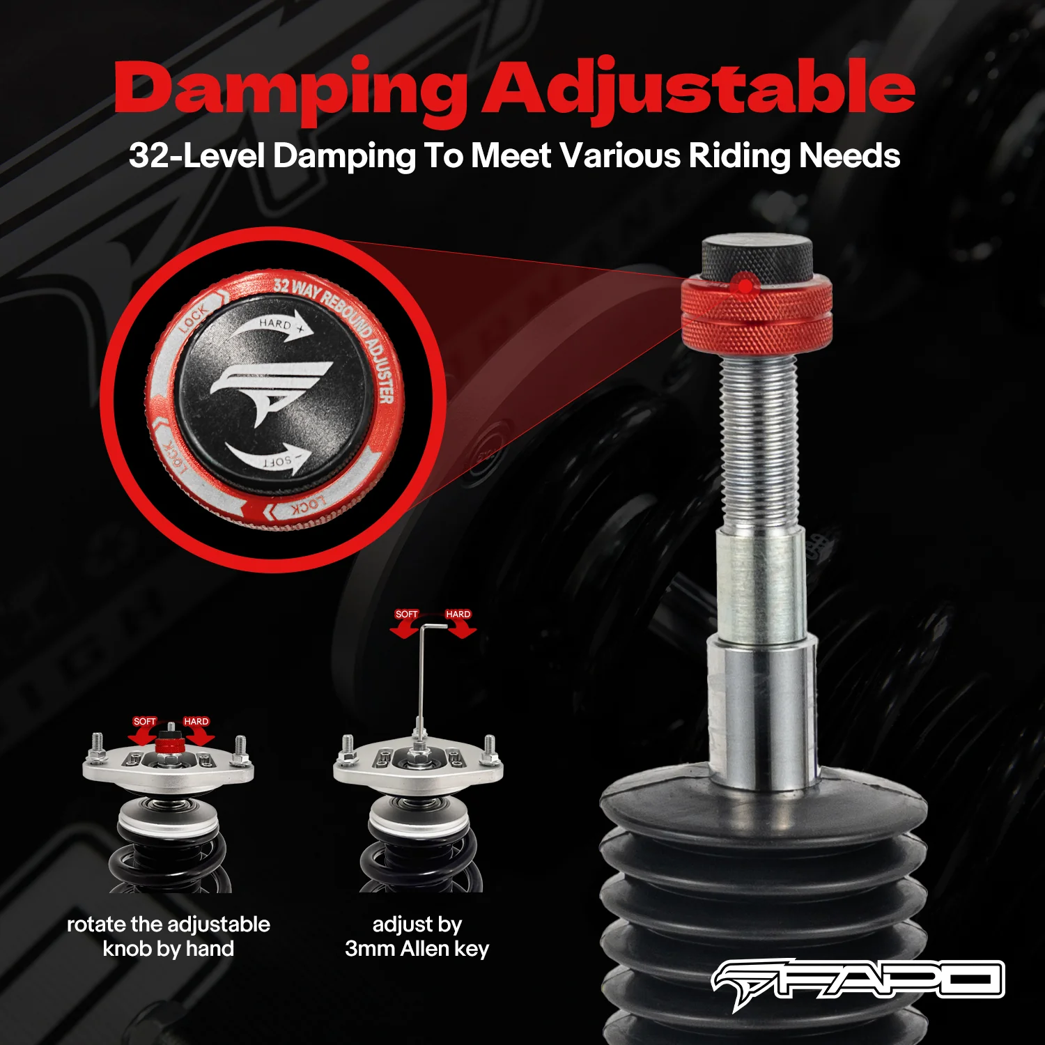 32-Level Damping Coilover for Pontiac G8 2008-2009 sedan & Holden Caprice 3rd Gen VM 2006-2013 PF008030 - Image 4