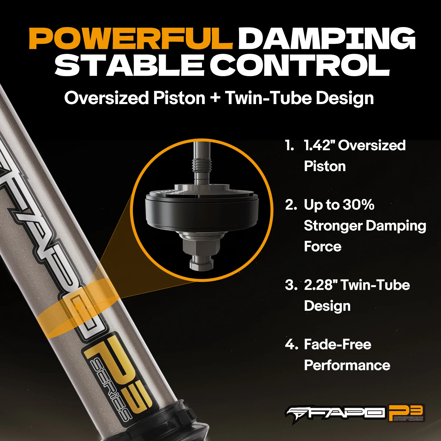 P3 Off-road Front Shock for Ford F-250 Super Duty 4WD 2005-2022, 2-4.5 in Lift PA067830 - Image 5