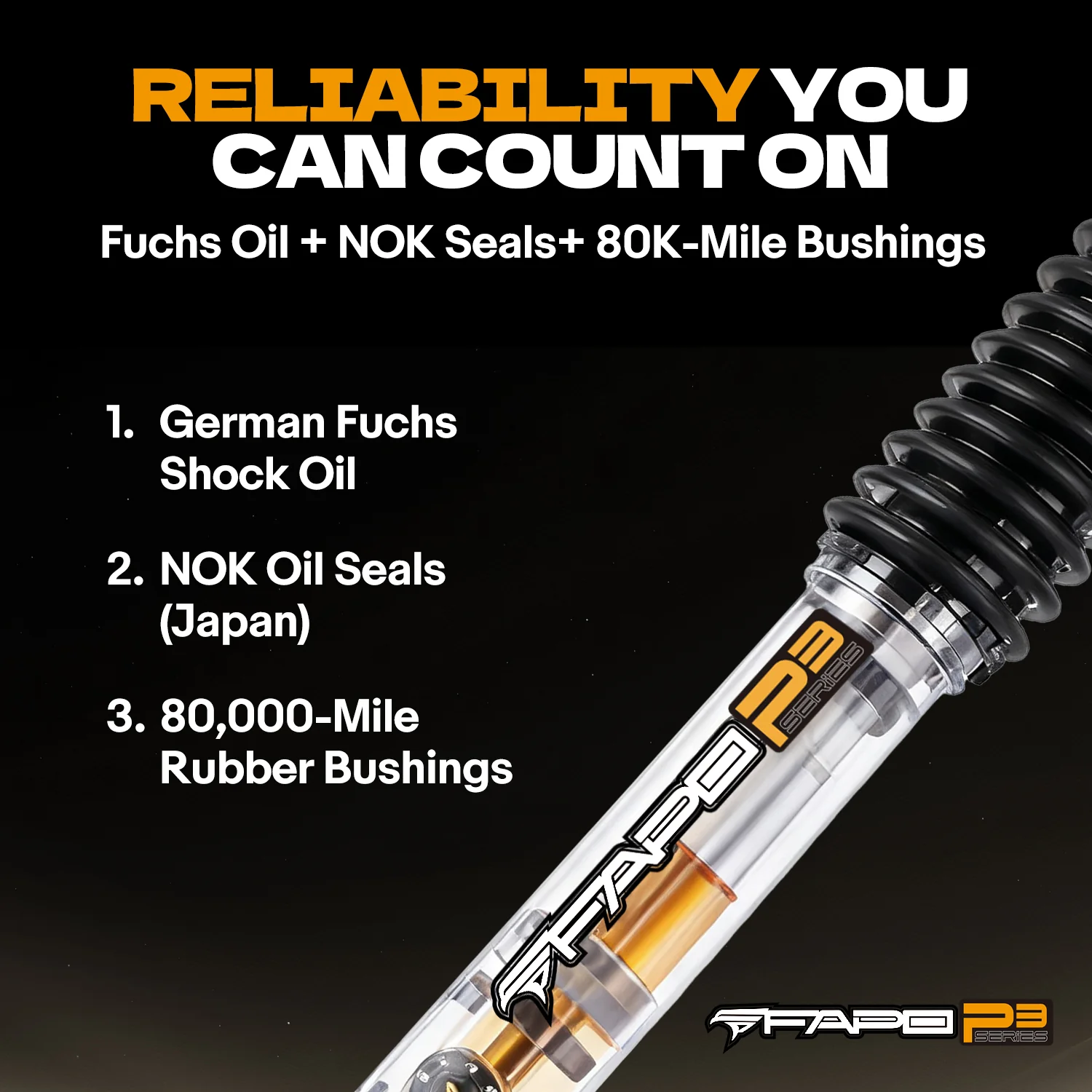 P3 Off-road Front Shock for Ford F-250 Super Duty 4WD 2005-2022, 2-4.5 in Lift PA067830 - Image 6