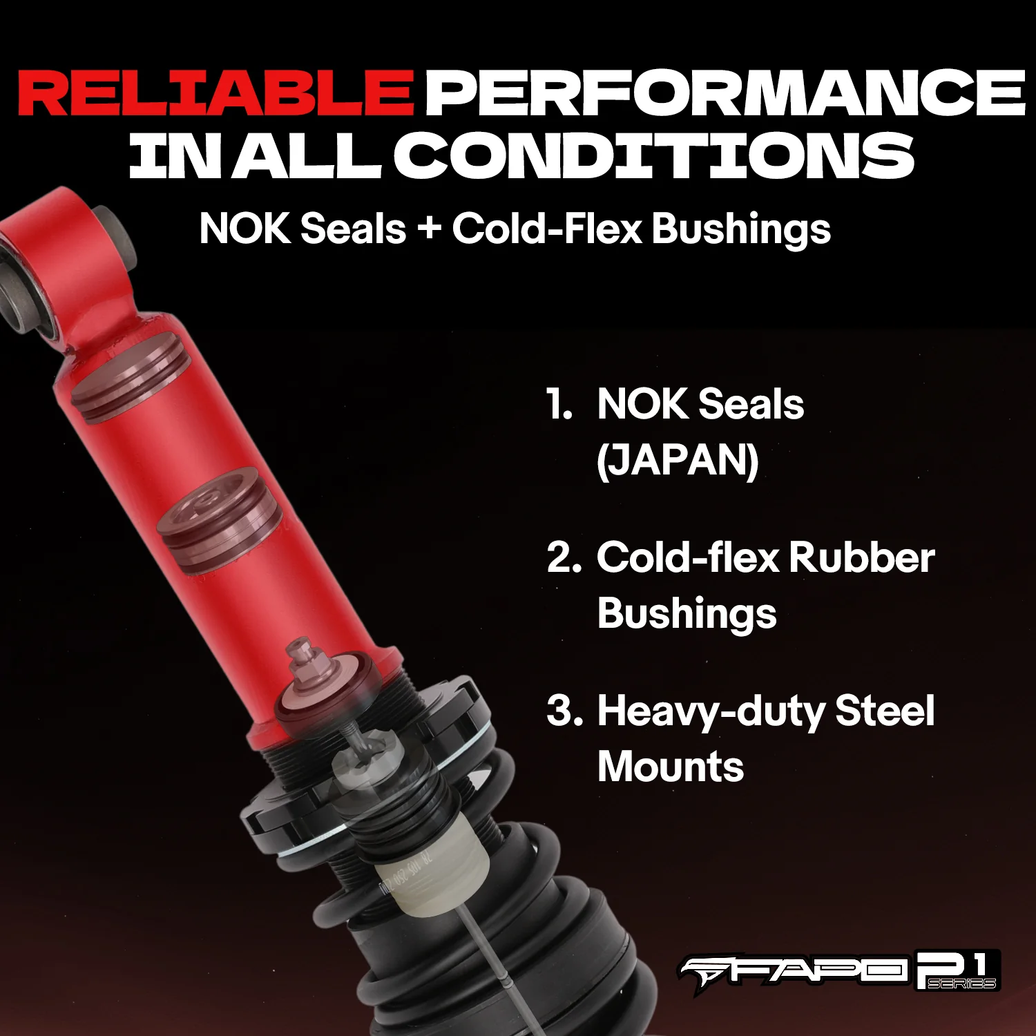 FAPO P1 Off-Road Full Set 0-2" Lift Struts For Toyota Hilux 2006-2025 - Image 8