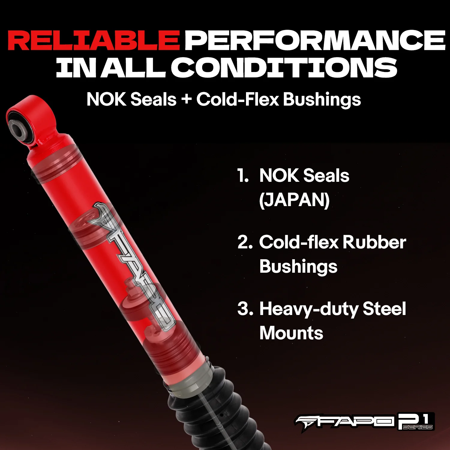 P1 Off-road Front shock for JEEP CHEROKEE XJ 1984 - 2001 3.5-4.5 in lift PA160710 - Image 6