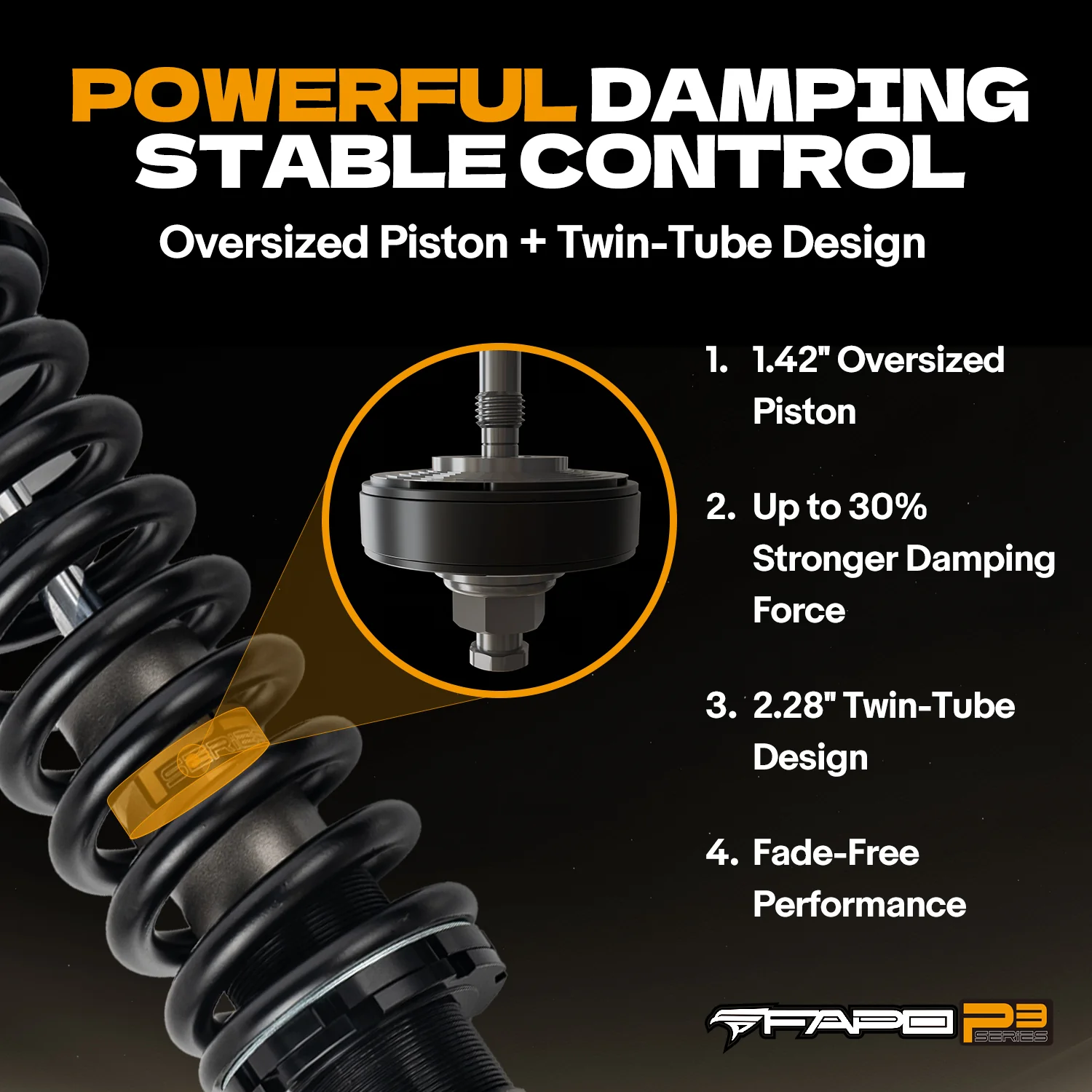 FAPO P3 Off Road 8-Stage Full Set 0-2 in Lift Struts For Toyota Hilux 2006-2025 - Image 5