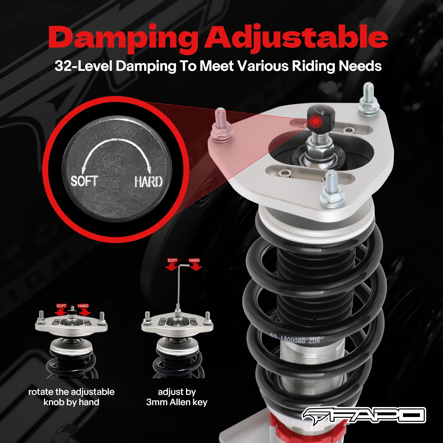 32-Level Damping Coilover for Volkswagen Jetta MK5 MK6 FWD 2006-2017 PF004120 - Image 4