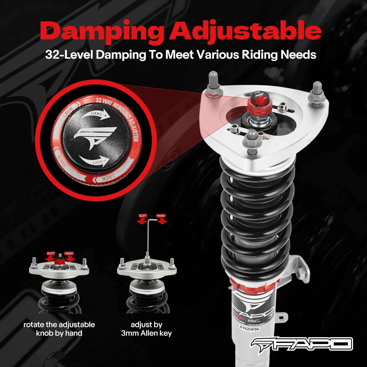 32-Level Damping Coilover for Acura TLX 1st Gen UB1/UB2/UB3/UB4 2015-2020 PF012630 - Image 4